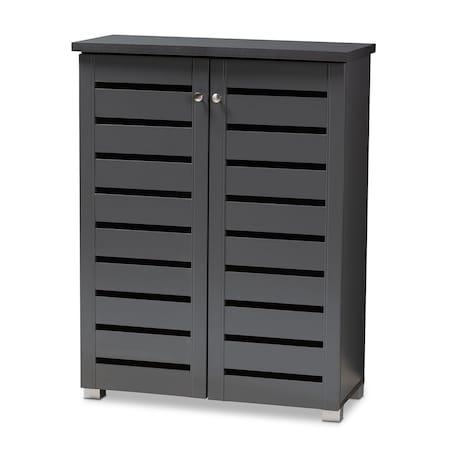 Baxton Studio Adalwin Dark Gray 2-Door Wooden Entryway Shoe Storage Cabinet 152-9170